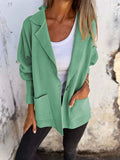 Long Sleeve Loose Fit Solid Color Outerwear with Pockets