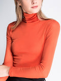 13 Colors High-Neck Long Sleeve T-Shirt for Women